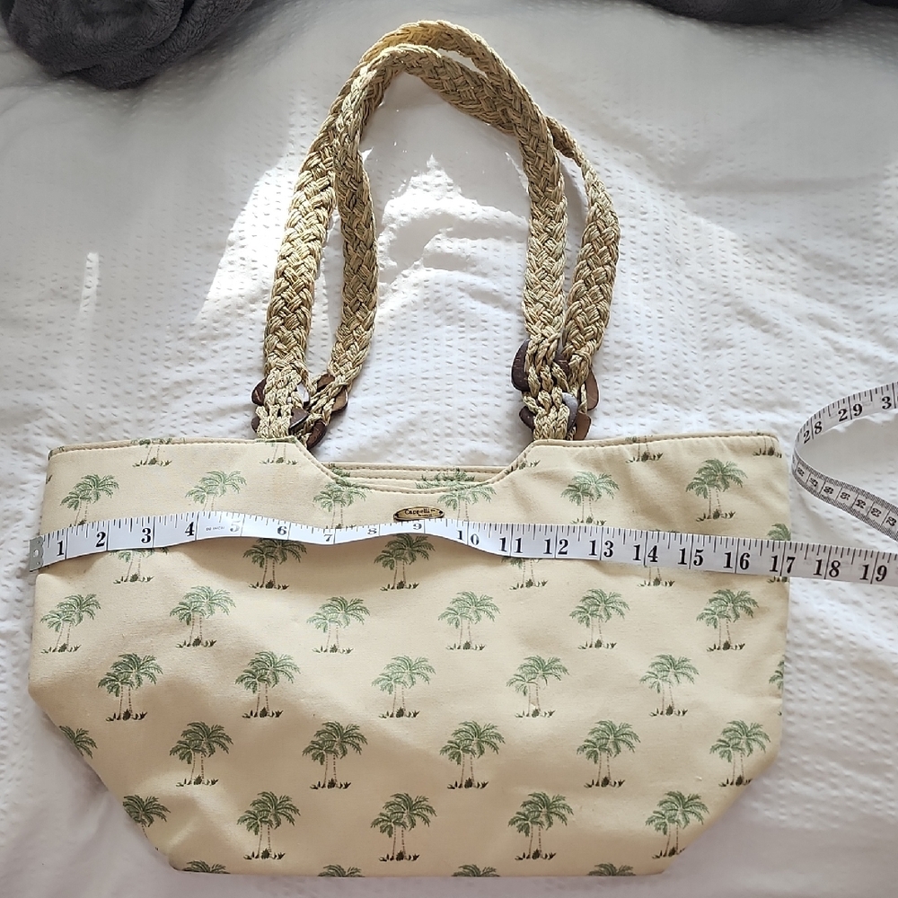 Cappelli Straworld Cream and Green Palm Tote